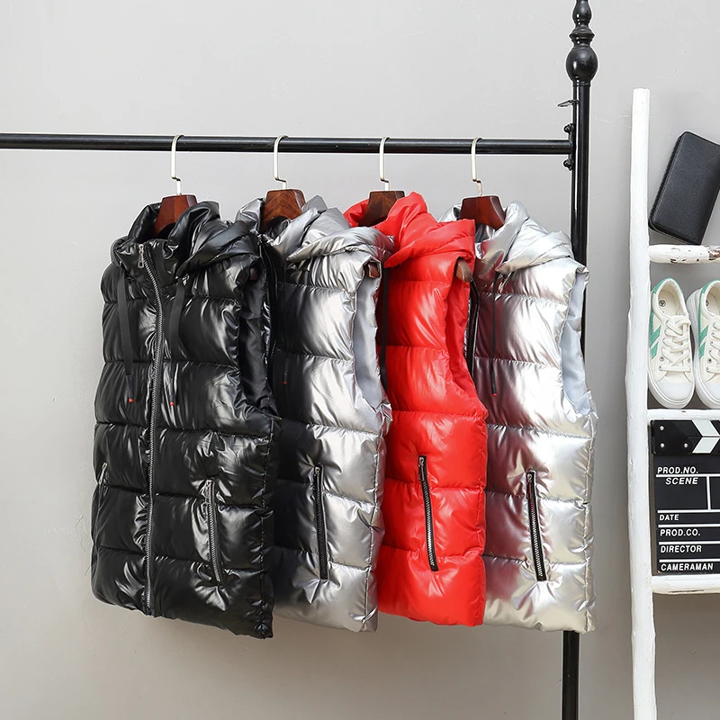Winter Men's Warm Padded Vests Fashion Man Cotton Thick Sleeveless Jackets Men Thermal Waistcoat Hooded Jackets Clothing