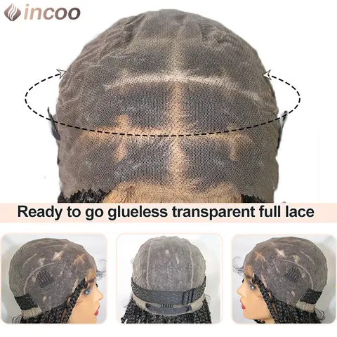 긴 36 인치 합성 Cornrow 상자 땋은 레이스 가발 착용 Glueless Boho Braids 가발 나비 Locs 레이스 프론트 가발 여성용