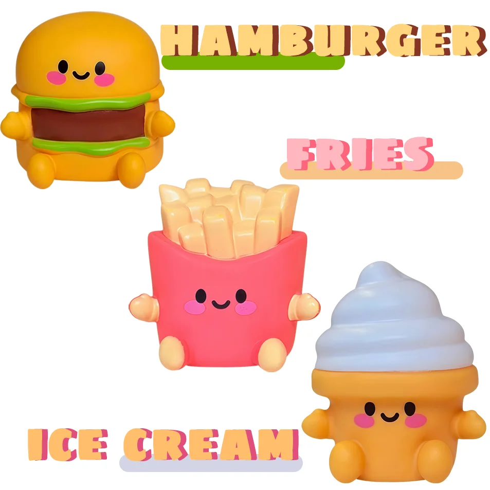 2026 New Cute Fast Food Night Light Cartoon Hamburger Fries Ice Cream LED Lamp Battery Operated Dimmable Bedside Lamp Home Decor