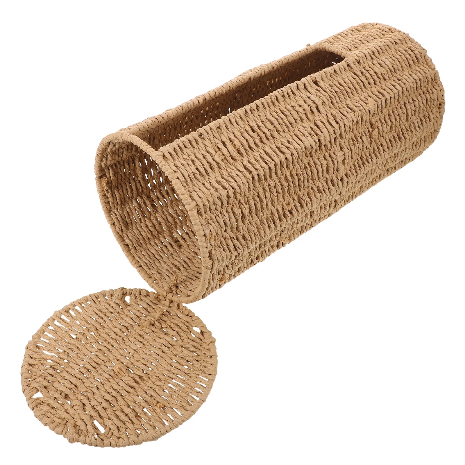 

Minimalist Rattan Woven Toilet Paper Basket Lid Elegant Rustic Covered Storage Hotel Towels Bathroom Laundry Accessories