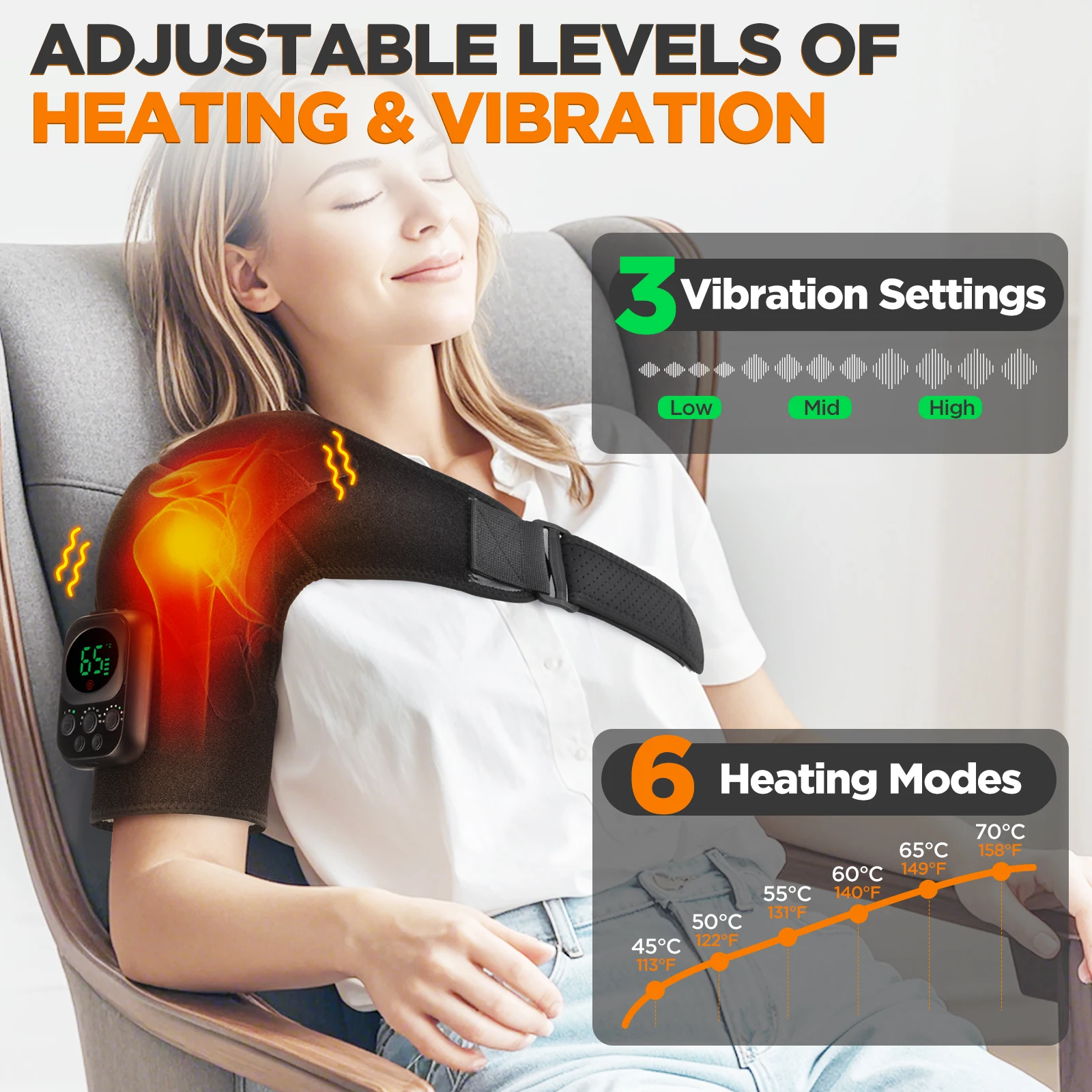 Electric Shoulder Massage Machine Heated Vibration Back Shoulder Belt Brace Relax Shoulder Neck Muscle Massagers Health Care