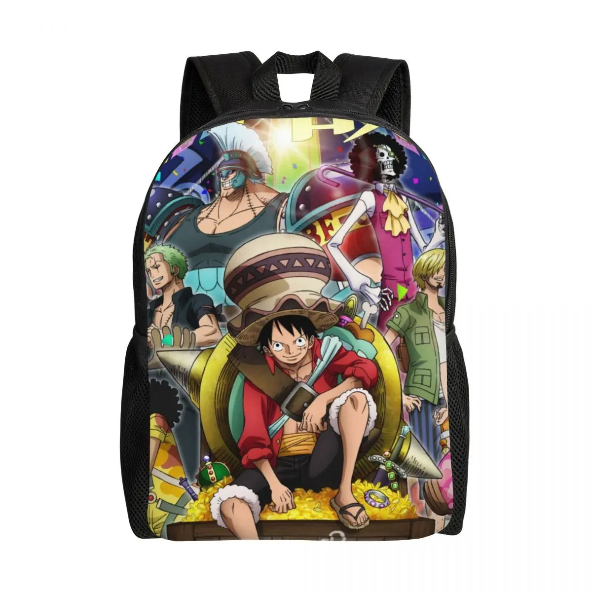 Custom Classic Anime One Piece Backpack Straw Hat Pirates Luffy Zoro College School Travel Bags  Bookbag Fits 15 Inch Laptop