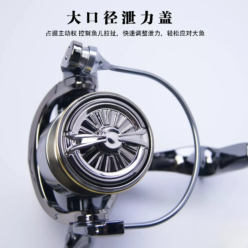 Full Metal Spinning Fishing Reel Long Cast Shallow Spool Gapless Design For Lure Rock Saltwater Fishing