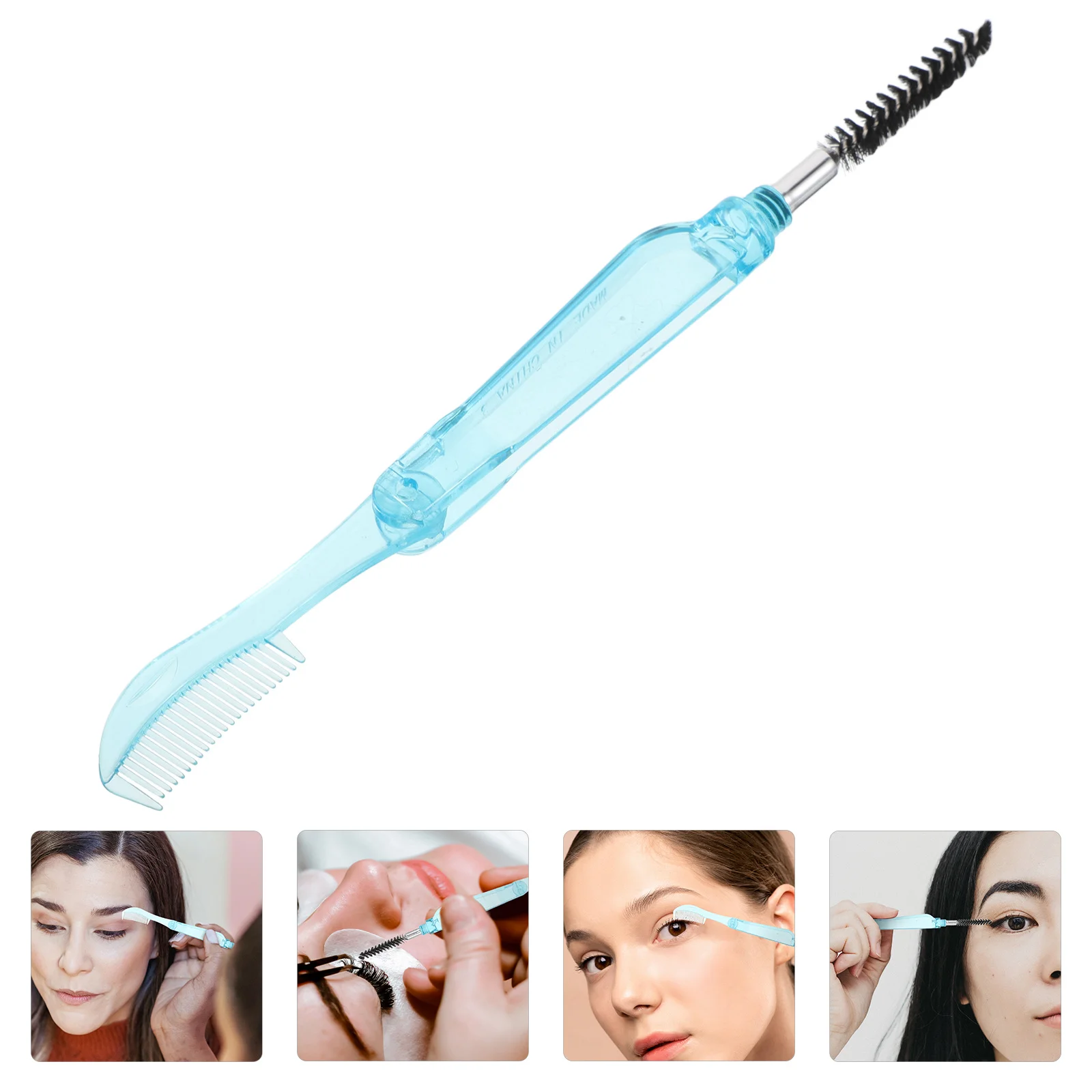 Dual Head Opvouwbare Wimper Kam Blauwe Spiraal Brow Brush 2-In-1 Mascara Separator Tool Voor Wimper verzorging Wenkbrauw Vormgeven