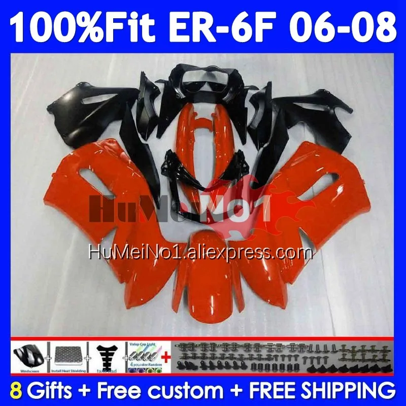 Injection Body For KAWASAKI NINJA 650R ER6 F 650 R ER 6 F gloss orange 245No.11 ER-6F ER 6F ER6F 06 07 08 2006 2007 2008 Fairing