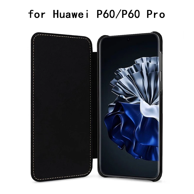 

Luxury Genuine Leather Case for Huawei P60/P60 Pro Carcasa Business Flip Phone Funda for Huaweo P50/P50 Pro Fundas Coque Capa.