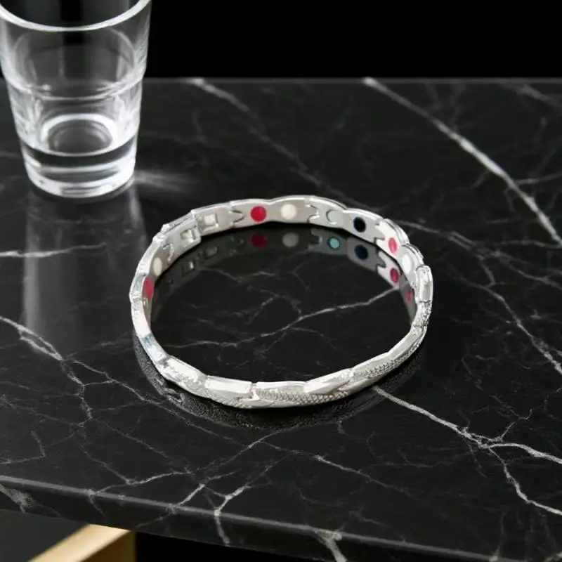 New【Health Energy Bracelet Male Cross Stainless Steel Magnetic Gold-color Chain Link Metal Jewelry For Men Waterproof】
