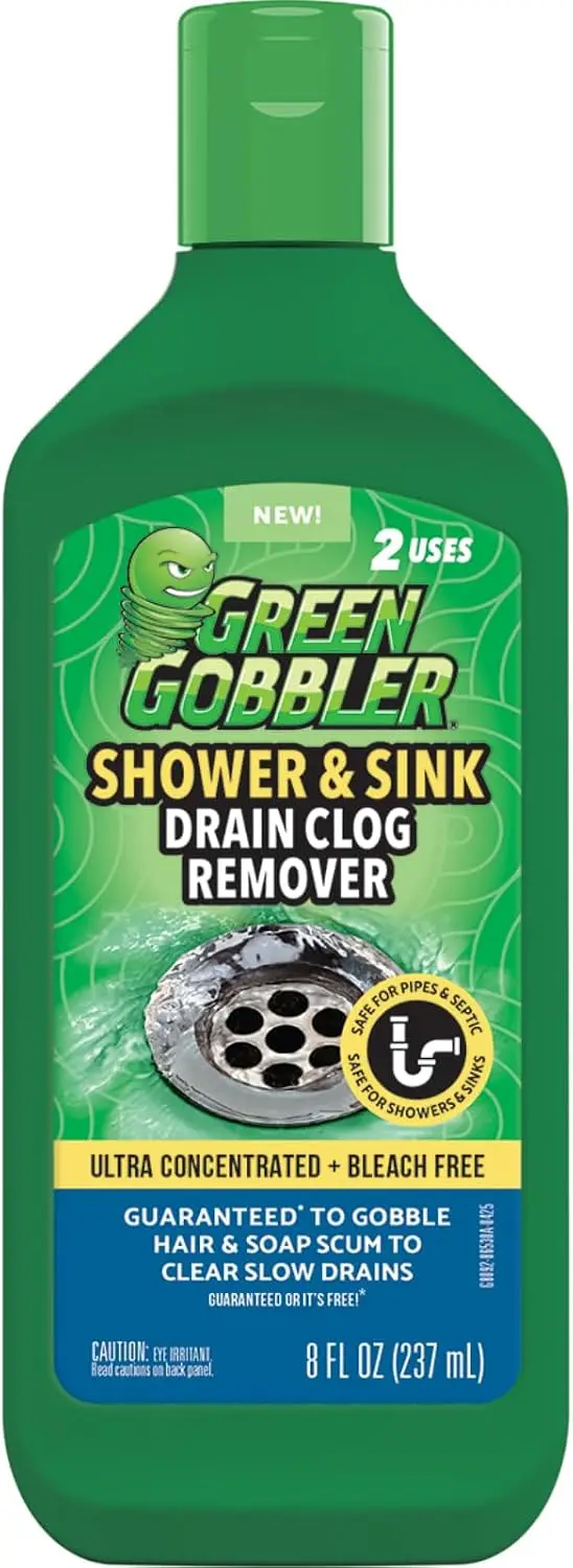Drain Clog Remover & Cleaner for Hair, Grease, Soap - Safe for Pipes & Septic