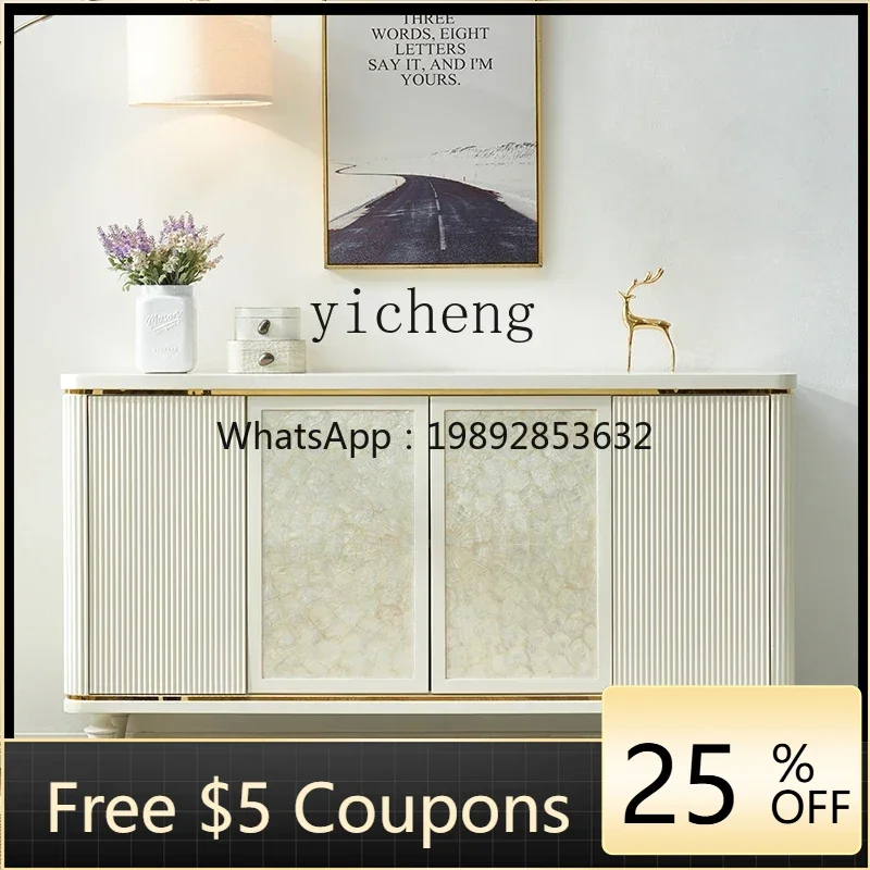 

D1American light luxury dining side cabinet, living room entry locker, white cabinet, simple solid wood entrance shoe cabinet