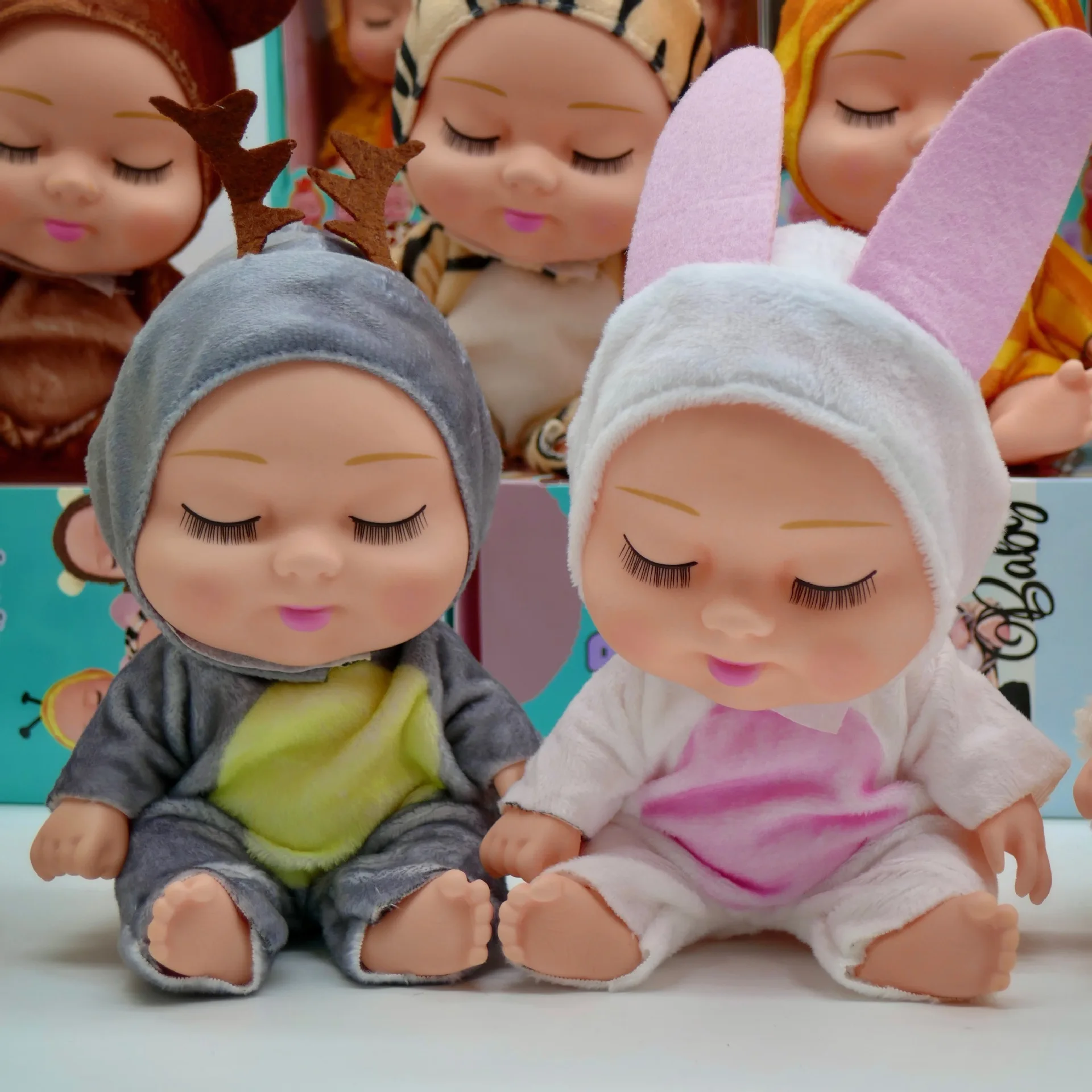 19cm Śliczna lalka do spania Model zabawki Kreskówka Jednorożec Królik Zwierzę BJD Baby Reborn Doll Will Cry And Laugh Interaktywna zabawka dla niemowląt Prezenty