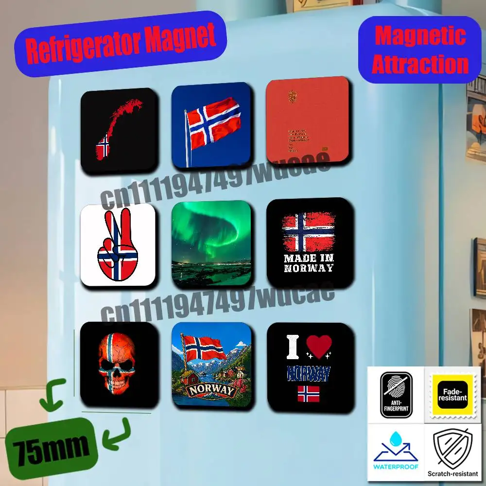 For Norway Passport Flag Logo Fridge Magnets Freezer Metal Cabinet Custom Refrigerator Magnetic Card Case