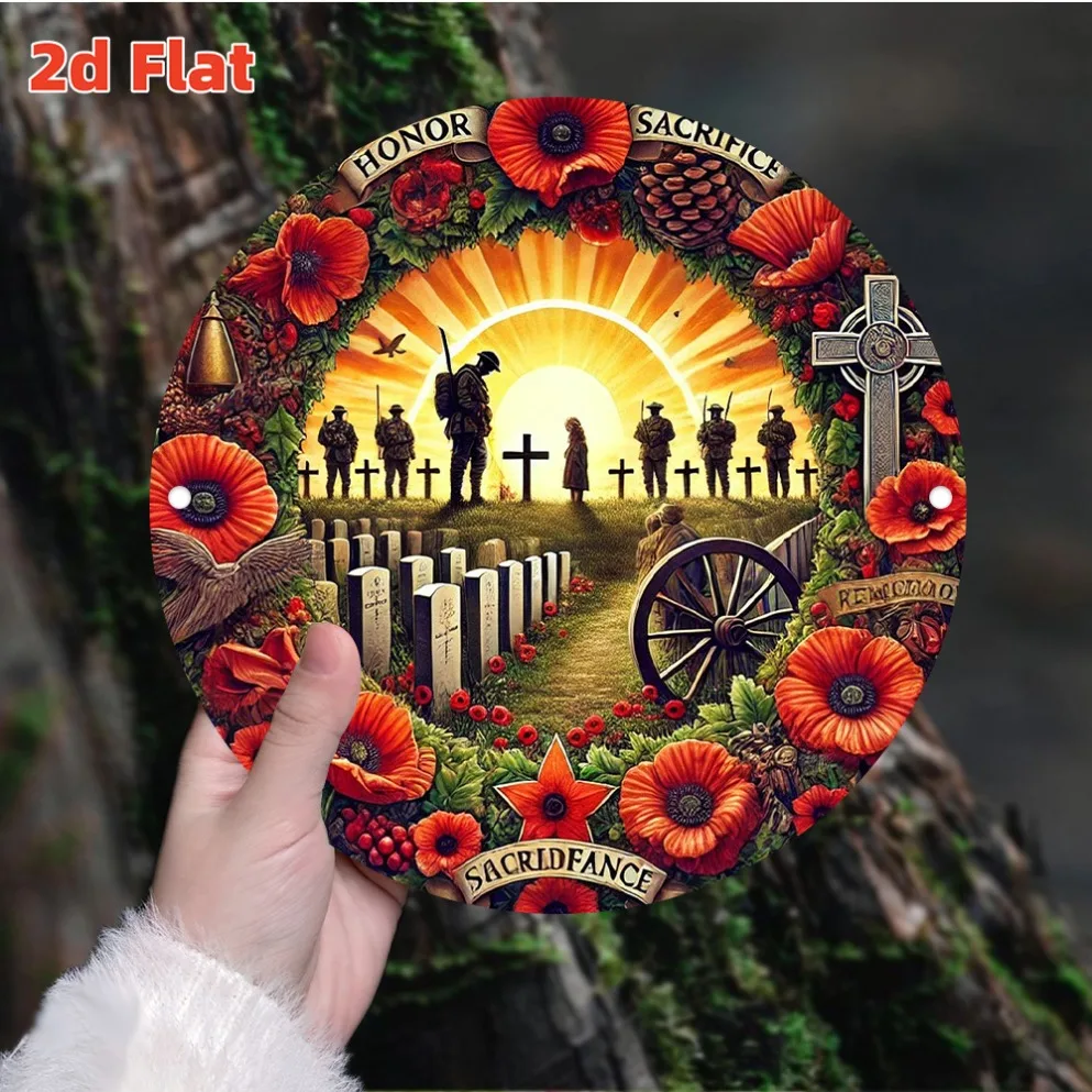 2D Flat: Retro Wall Decor in Memory of Western Front Fallen Soldiers – Traditional Style Design – Home Art, Vintage Garage Decor