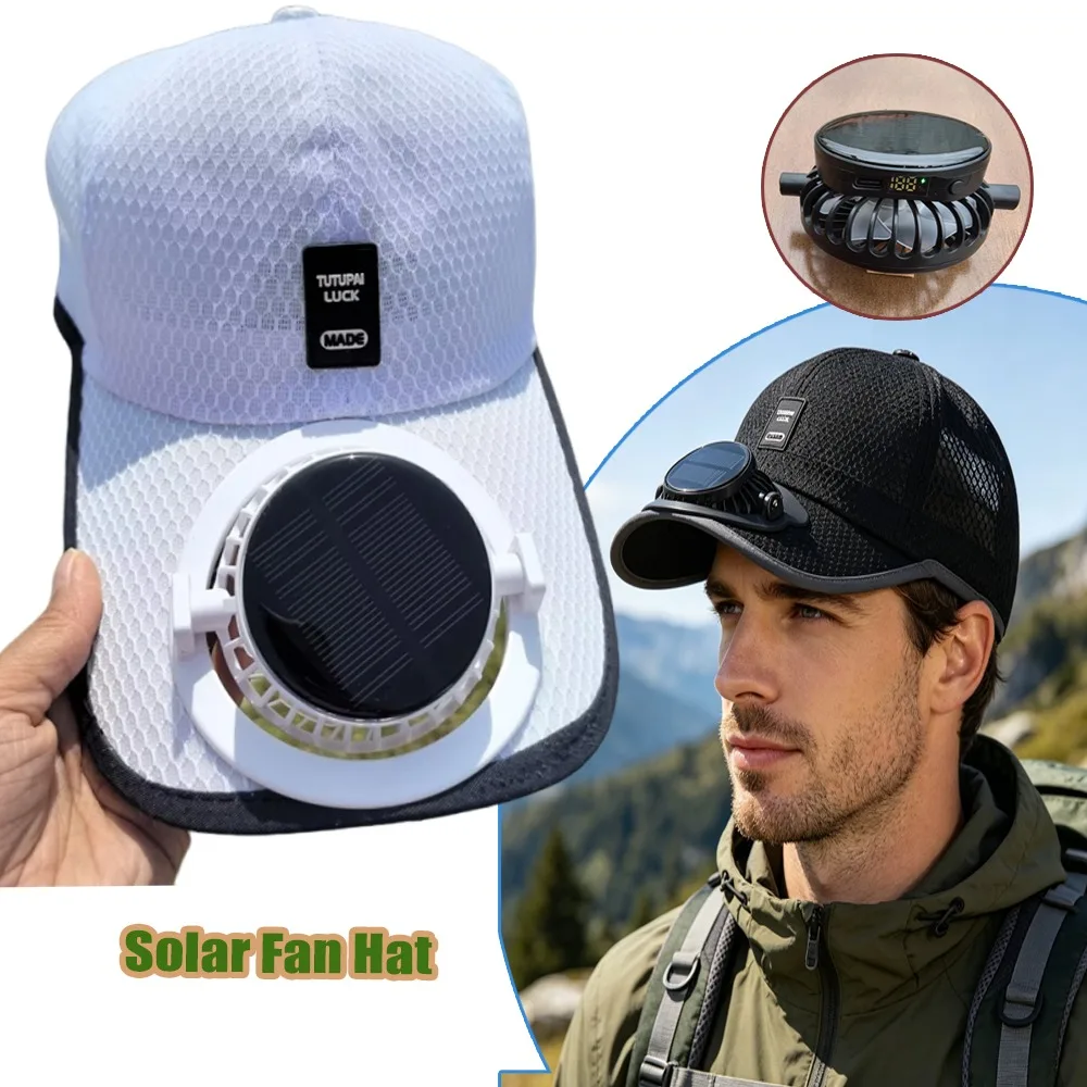 

Solar Baseball Cap With Fan Rechargeable Peak Cap Solar Powered Built In Fan USB Charging For Outdoor Sports Travel
