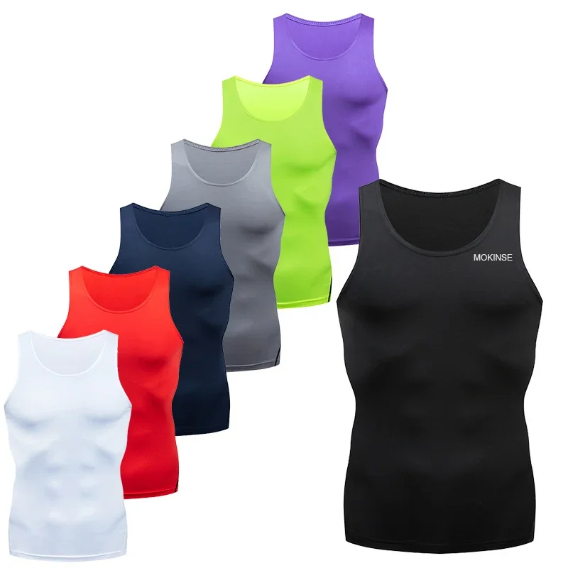 MOKINSE Running Vest Men Sleeveless Shirt Fitness Workout Tank Top Training Clothes Men Running Crop Top Sport Vest Gym Jogging