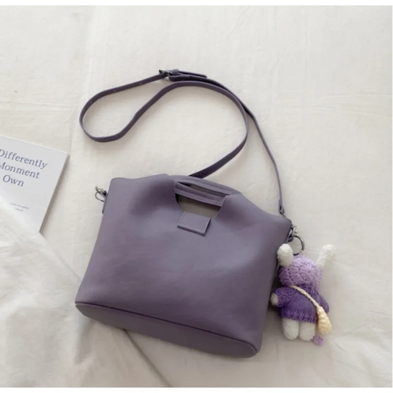New Retro Trendy Bucket Bag, Solid Color Versatile Wear-Resistant Handbag, High-End Niche Influencer Shoulder Bag