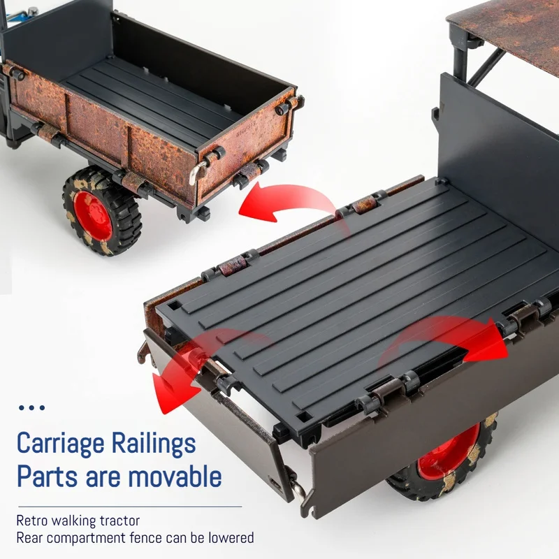 1:24 Vintage Hand-Push Tractor Diecast Model Retro Legering Landbouwvoertuig met Geluid en Licht Antieke Afwerking Collectible Gift