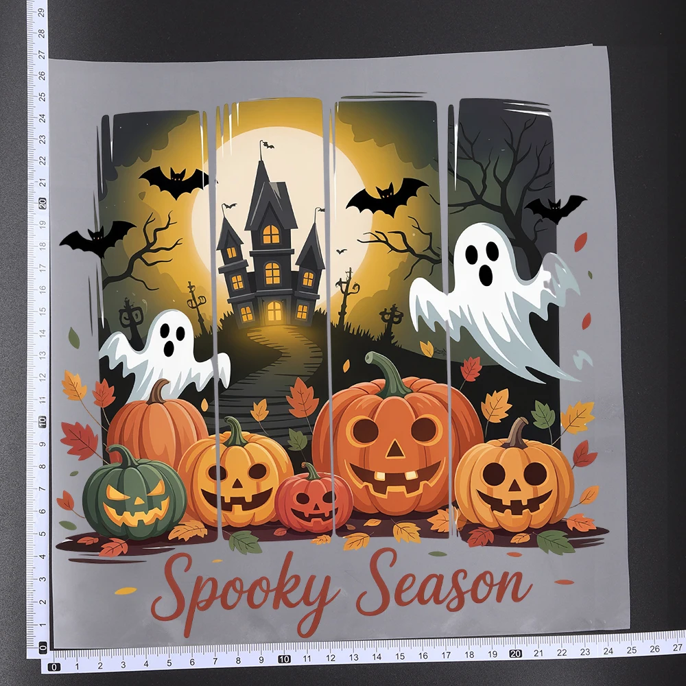 Cartoon Halloween Ghost Black Cat Transfer Patches For Clothes Applqiues DIY A-Level Washable T-shirts Iron-on Thermal Stickers