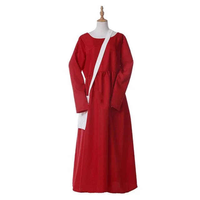 The Handmaid's Tale Cosplay Costume Handmaid Offred Women Red Cloak Dress Scarf White Hat Set