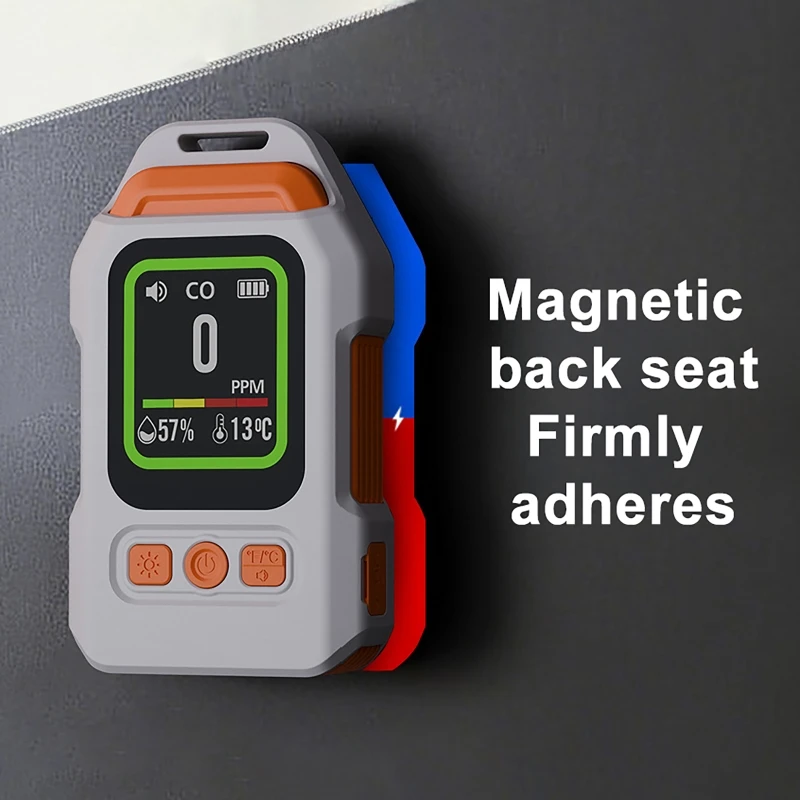 4 IN 1 Carbon Monoxide Detector with Alarm LCD Display Screen Humidity Temperature Detection CO CO2 Detector for Outdoor