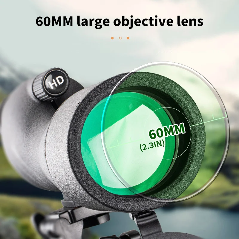 Transparent monocular telescope, variable frequency monocular telescope, suitable for outdoor camping hunting bird watching