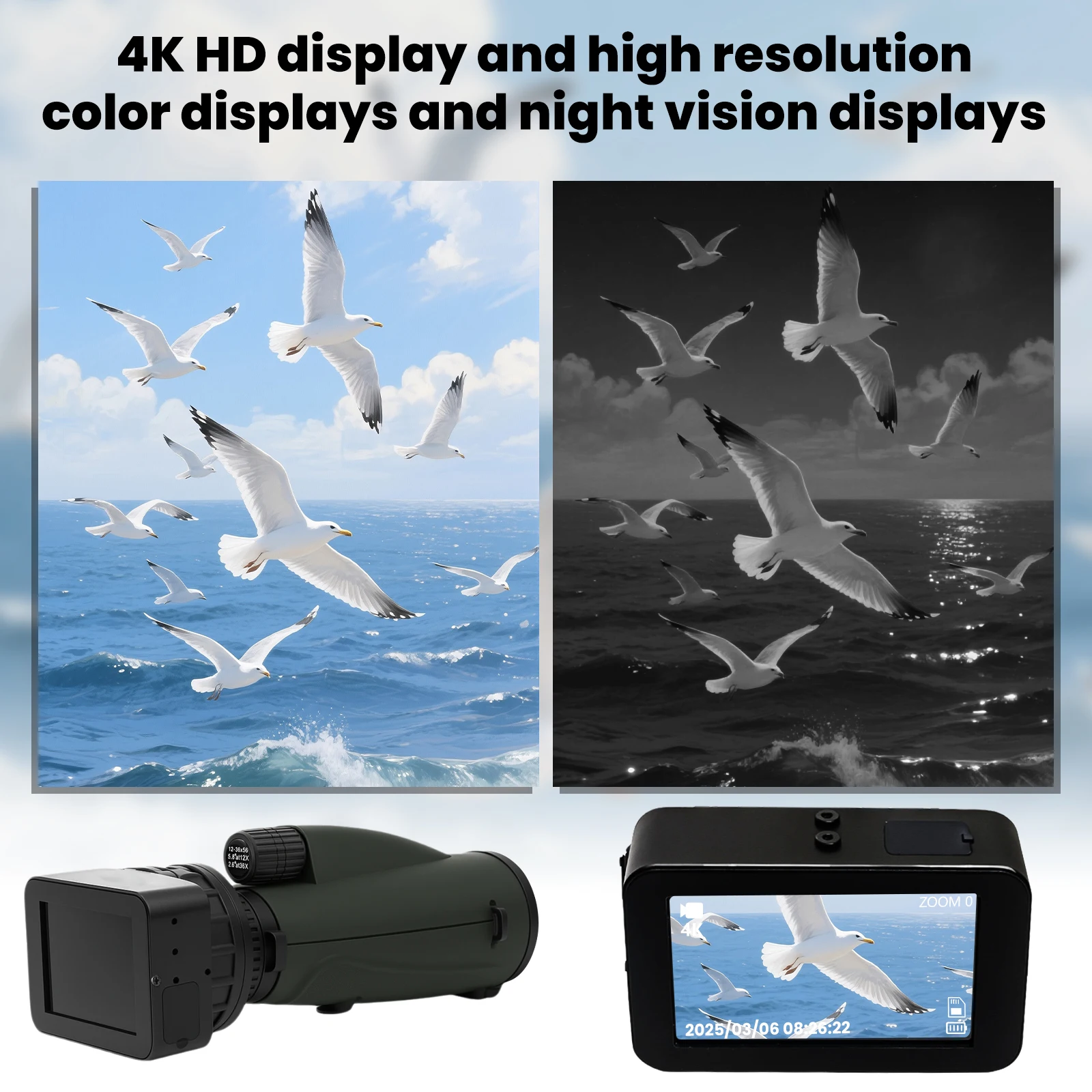 Telescope Eyepiece Camera 4K Low Light Night Vision Electronic Eyepiece with 3'' Color Display for Astronomy Bird Watching image 6