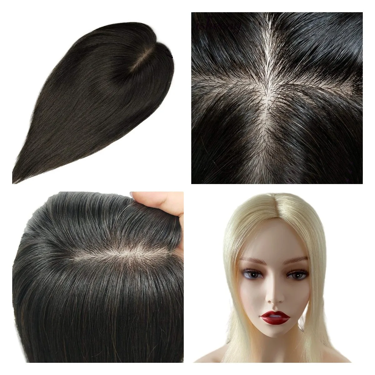 Toupee for Women Straight Virgin Human Hair Wigs High Quality Mono Base Human Hair Replacement Natural Hair Topper Blonde Wigs