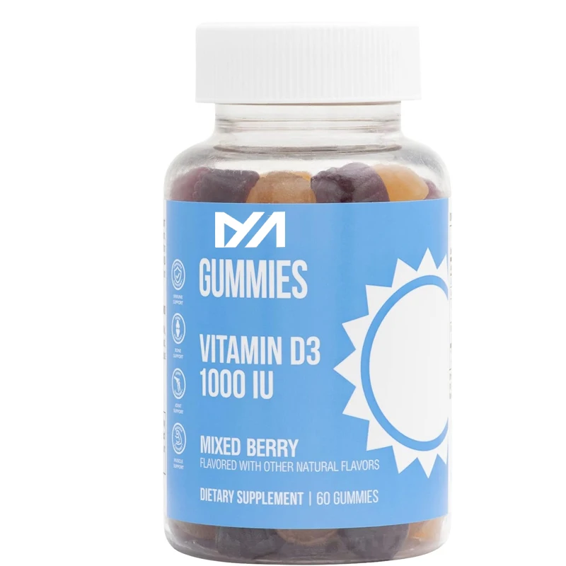 

Gummies Vitamin D3 1000 IU -60 gummies - Promotes bone health and immune function - Vegetarian, gluten free, non GMO