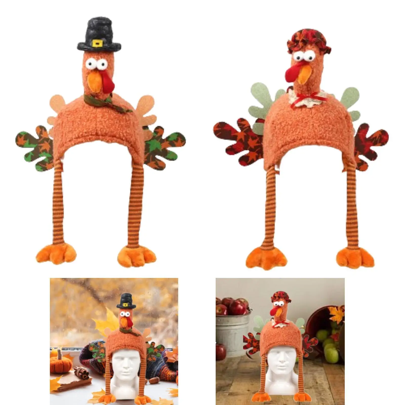Thanksgiving Türkei Hut Kopfbedeckung Kappe handgemachte Kopfbedeckung weiche Ornament Kostüm Cosplay Kostüm für Männer Urlaub Party Herbst