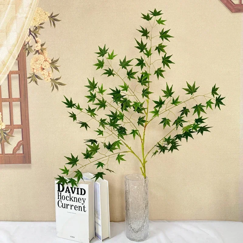 110cm Wedding Decor Simulation Maple Leaves Branch Plastic Green Plant Home Decoration Artificial Autumn Color Maple Leaf Plants