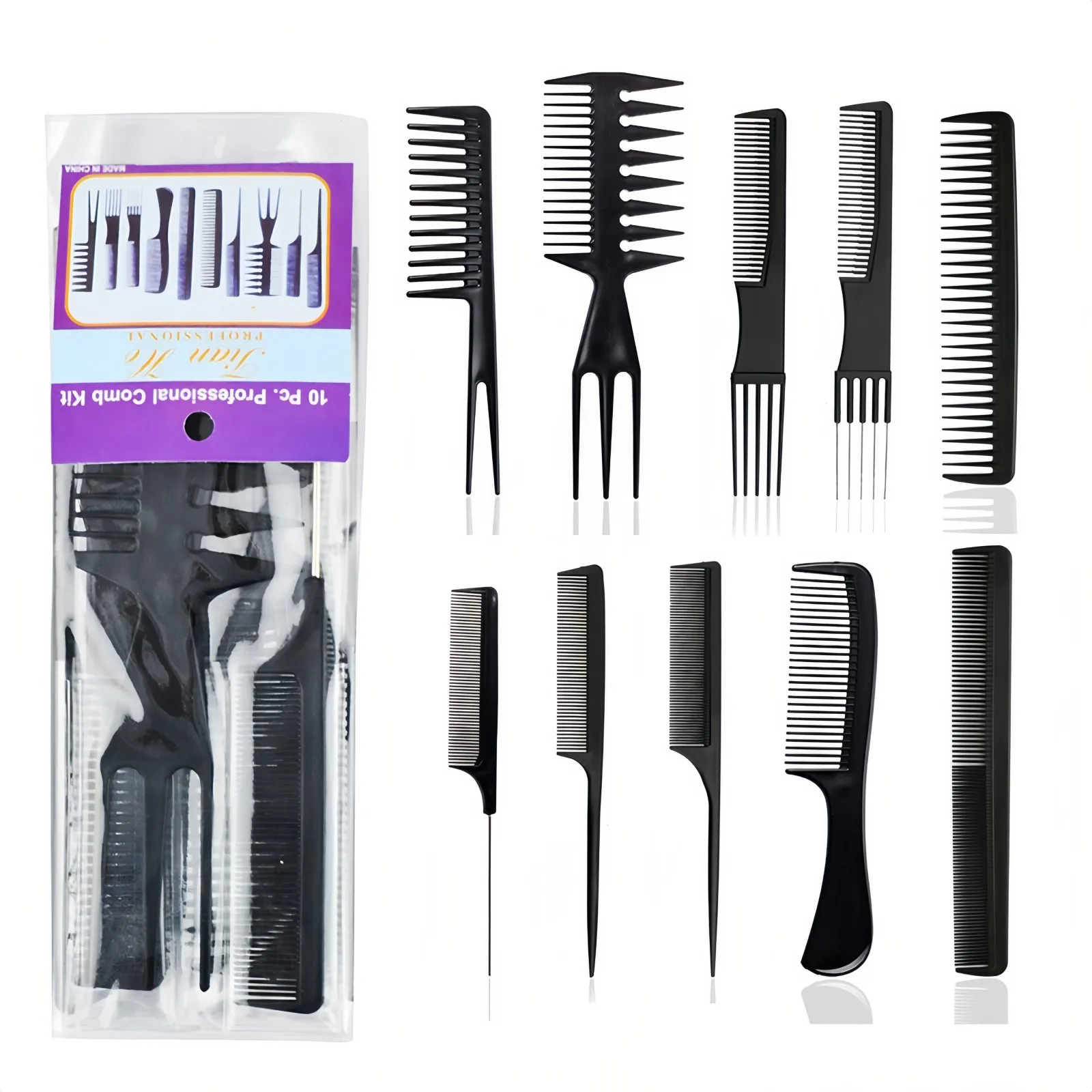 

Набор парикмахерских инструментов из 14/15/16 предметов: черная накидка для стрижки, щетка для уборки волос с шеи, 10 расчесок для укладки волос