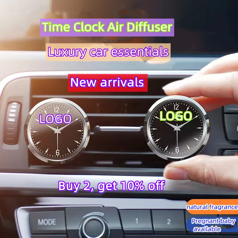 Air New Agent Fashion Clock Car Aromatherapy DIY Car Logo Customization Suitable for Mercedes-Benz, BMW, Audi, Volkswagen Air Ou