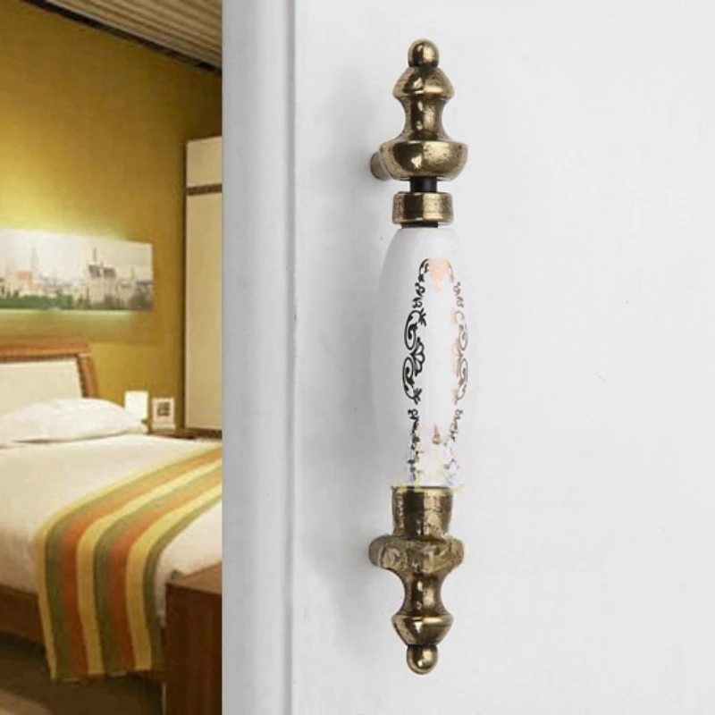 Retro Rural Ceramic Pattern Kitchen Drawer Handles Antique Furniture Cabinet Knob Wardrobe Dresser Shoe Cabinets Door Pulls
