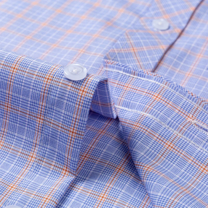 Reine, karierte Hemden aus 100 % Baumwolle für Herren, langärmelig, hochwertiges Business-Casual-kariertes Hemd für Herren, bequem, für formelle Arbeit im Büro