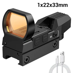 1x22x33mm Hunting Red Dot Sight Riflescope Rechargeable Red Dot Scope Reflex Sight Collimator Hunting Sight Airsoft Accessory