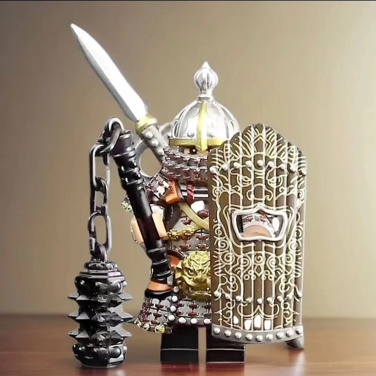 5cm Knights of The Round Table Peripherals Lancelot Carrying Building Blocks Knight Figure Model Ornament Birthday Gifts Toy