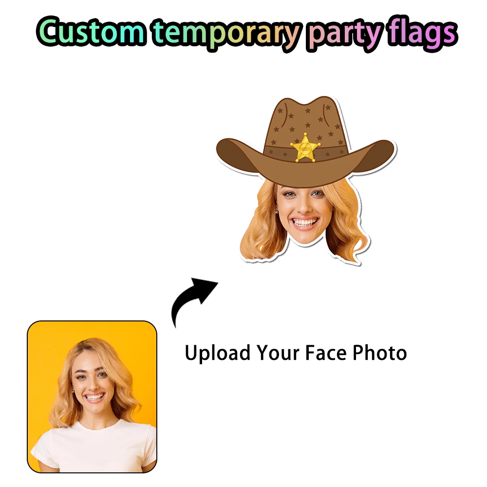 

Brown Models Adult Avatar Creative Custom Cowboy Party Hanging Flag Cake Insertion Flag Stickers Stickers Disposable Straws