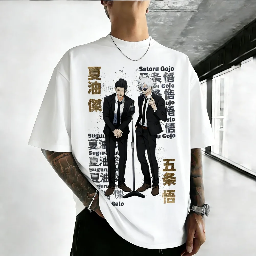 Jujutsu Kaisen Geto Suguru Unisex Reines Baumwoll-T-Shirt 2026 Sommer Heißer Anime-Print Rundhals Locker Sitzendes Kurzarm-Oberteil für die Familie
