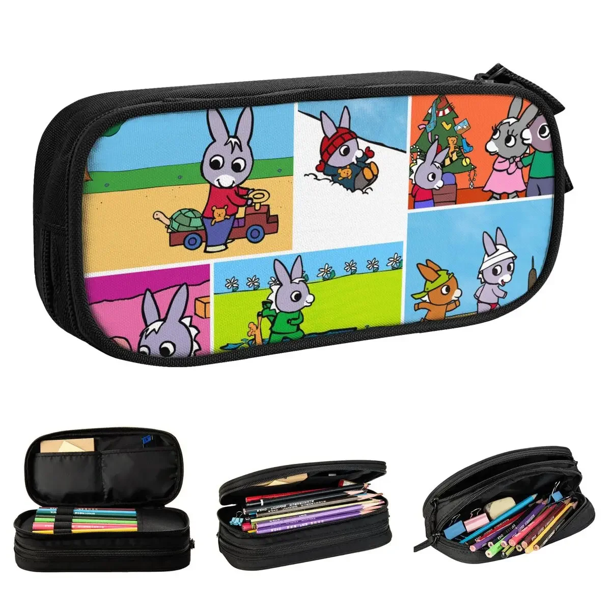 

Trotro Collage Pencil Cases Cute Cartoon Pen Bag Kids Large Storage Students School Zipper Pencilcases