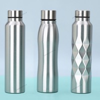 1/2/3Pcs 1000ml Stainless Steel Sport Water Bottles Single-layer Rugged Water Cup Metal Flask Drinkware for Camping Sports Gym