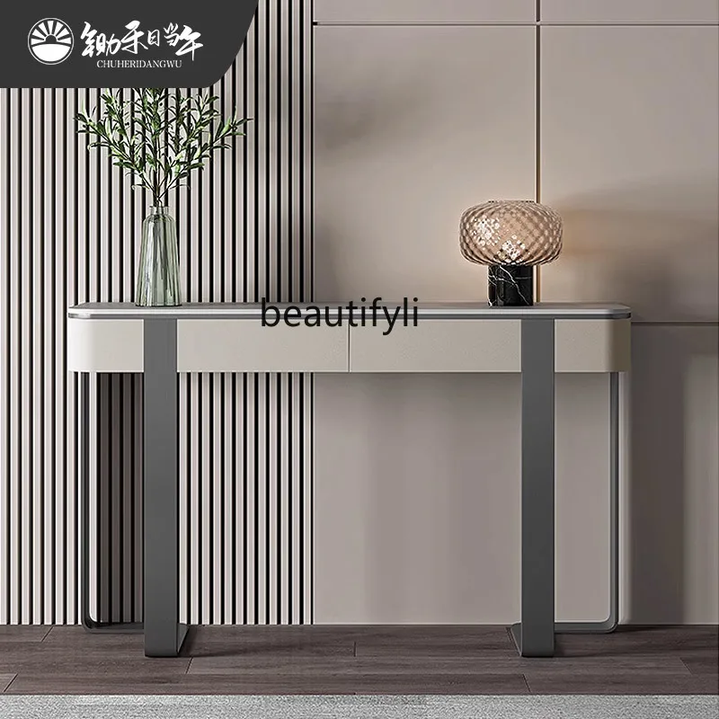 Italian light luxury entrance table simple living room corridor rock slab entrance platform aisle decorative cabinet