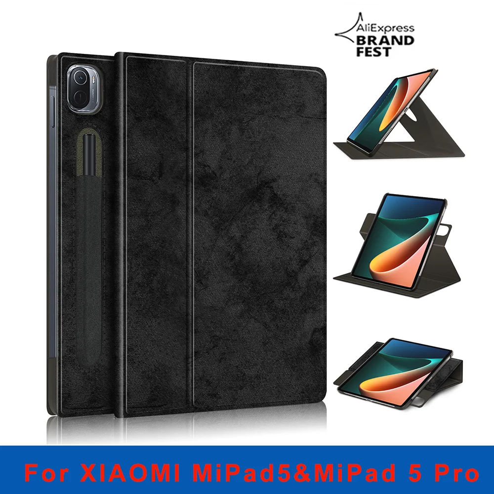 

360 Degree Rotating Cover For Xiaomi Pad 5 Pro Case Smart Wake-Sleep Pencil Pocket Funda For Xiaomi MiPad Mi Pad 5 Pro 2021 11"