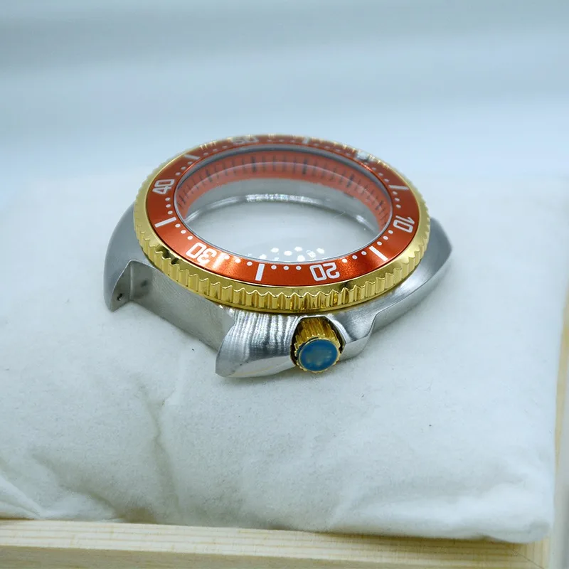 ملحقات الساعة المعدلة 44 مم تحل محل المكونات الميكانيكية أذن البحر المصنوعة من الفولاذ المقاوم للصدأ 304 مناسبة لحركة NH35