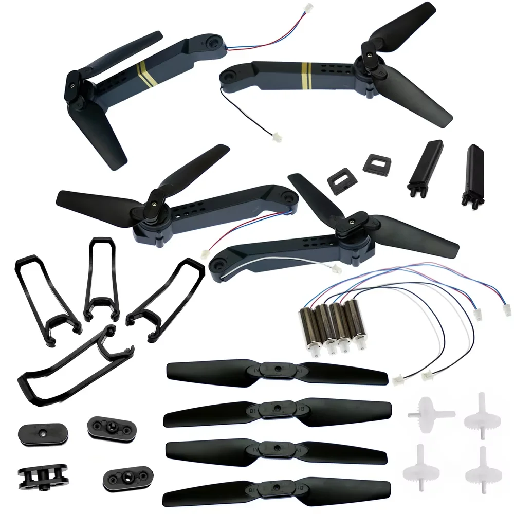 E58 RC Drone Spare Parts Propeller Blade Clip Protection Guards Landing Skid Main Gears Motor Arm with Motor Blade Accessories
