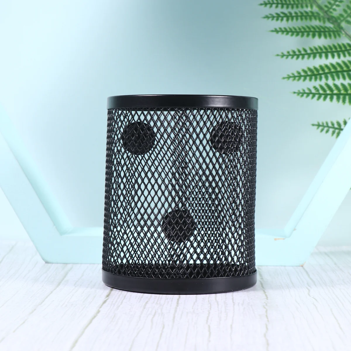 

2Pcs Metal Iron Net Pen Holder Magnetic Desktop Organizer Black Semicircle Square Office Supplies Storage Container