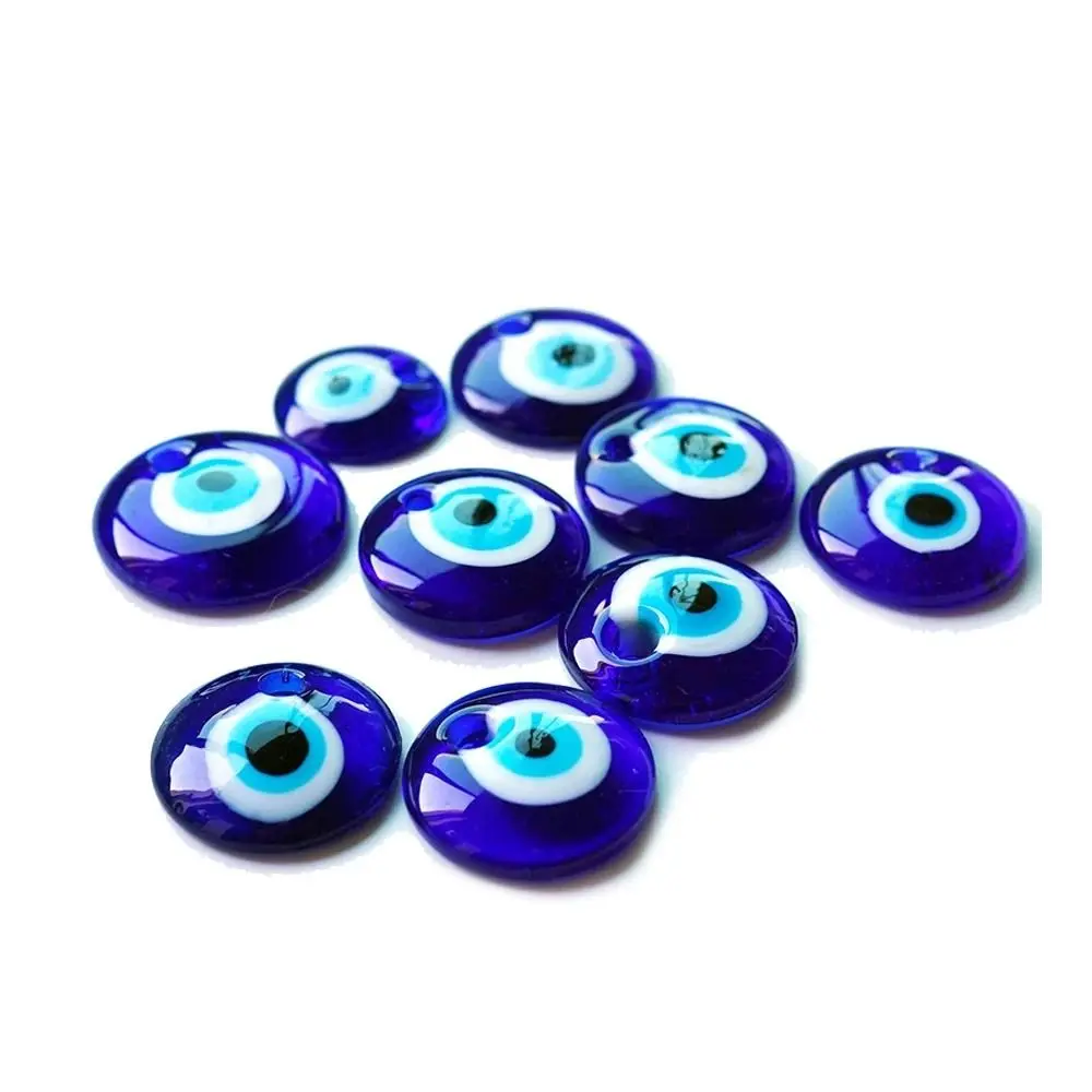 25/30/40/60MM Evil Eye Charms Beads Round Classic Blue Eye Pendant Unisex Punk Hip Pop Lucky Blue Eye Jewelry Gift
