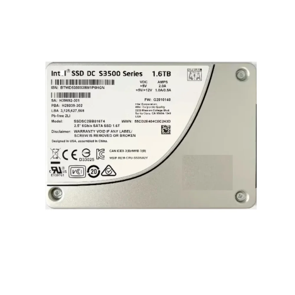 

DC S3500 SERIES 1.6TB MLC SSD 2.5" 6Gb/s SATA Solid State Drive 1.6T SSDSC2BB016T4 for INTEL