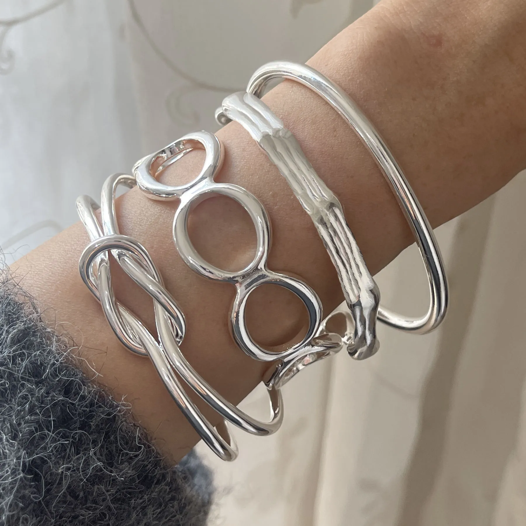 

100% Solid 925 Sterling Silver Metal Bracelet for Women Men Vintage Handmade Simple Narrow Bamboo Bracelets For Birthday Gift