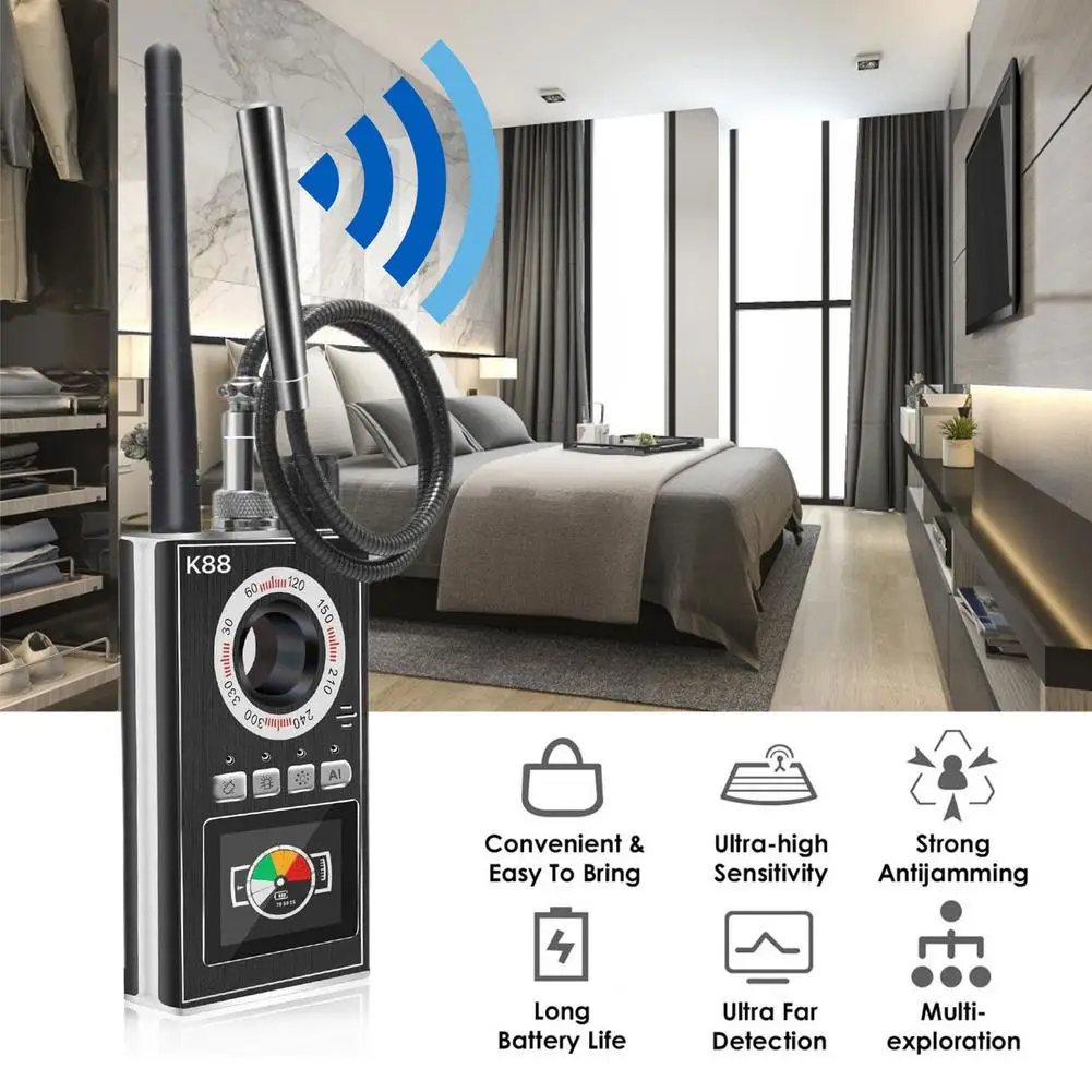 Detector Multi-function Anti-spy Hidden Camera GSM Bug GPS Signal RF Tracker Detect Protect Privacy Device Scan Finder