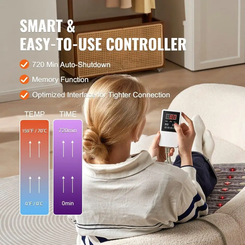 Almofada de aquecimento infravermelho distante com pedras de jade e turmalina até 159F