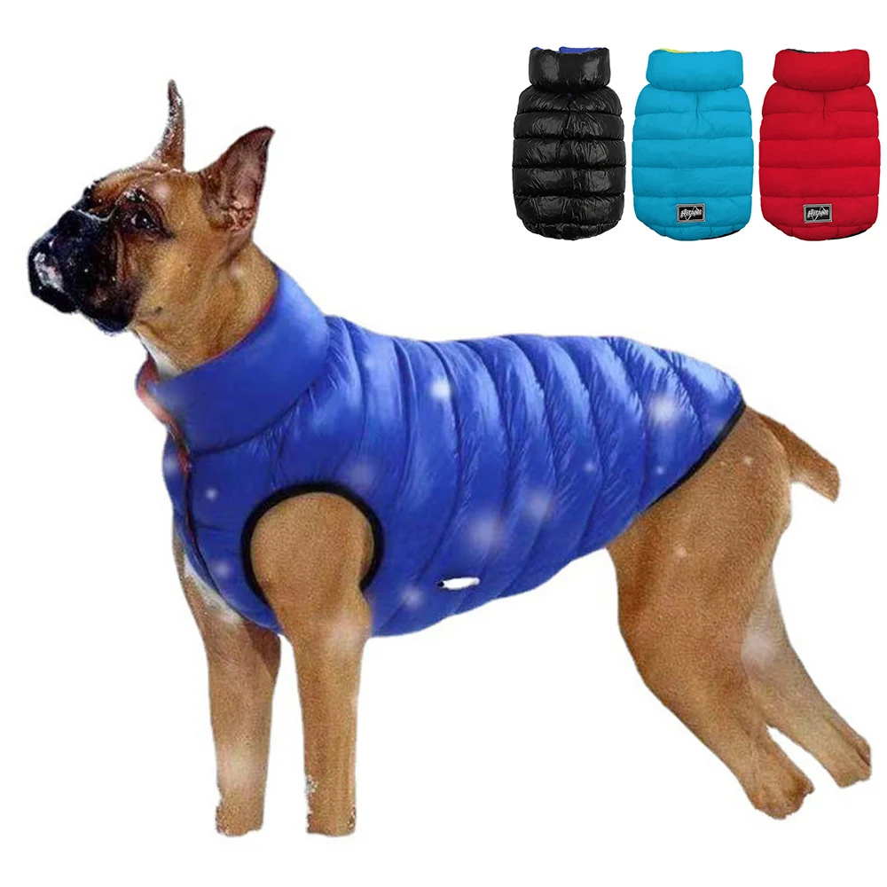 Reversible Winter Dog Coat Warm Dog Jacket Water Resistant Windproof Dog Puffer Vest for Small Medium Large Dogs